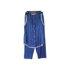 VTG Victorias Secret PJ Set Satin Royal/White Stripe Sz M Rare RN54867 12-95