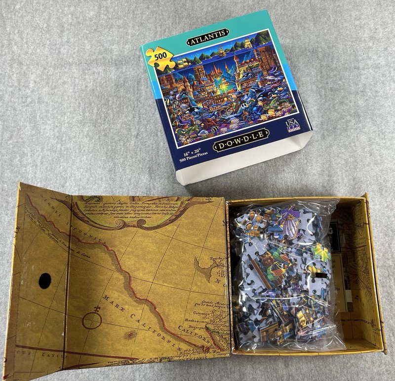 Dowdle Folk Art Jigsaw Puzzle Atlantis 500 Pieces Made in USA New Sealed