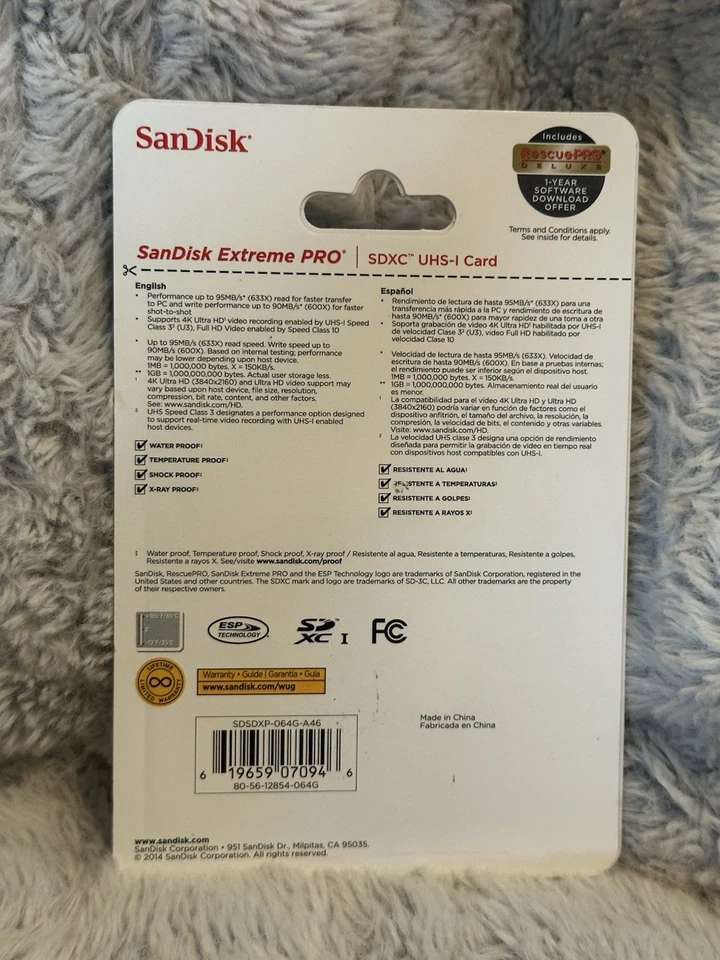 SanDisk 64GB Extreme PRO SDXC UHS-I Memory Card - C10, U3, V30, 4K UHD, SD Card - Image 2 of 2