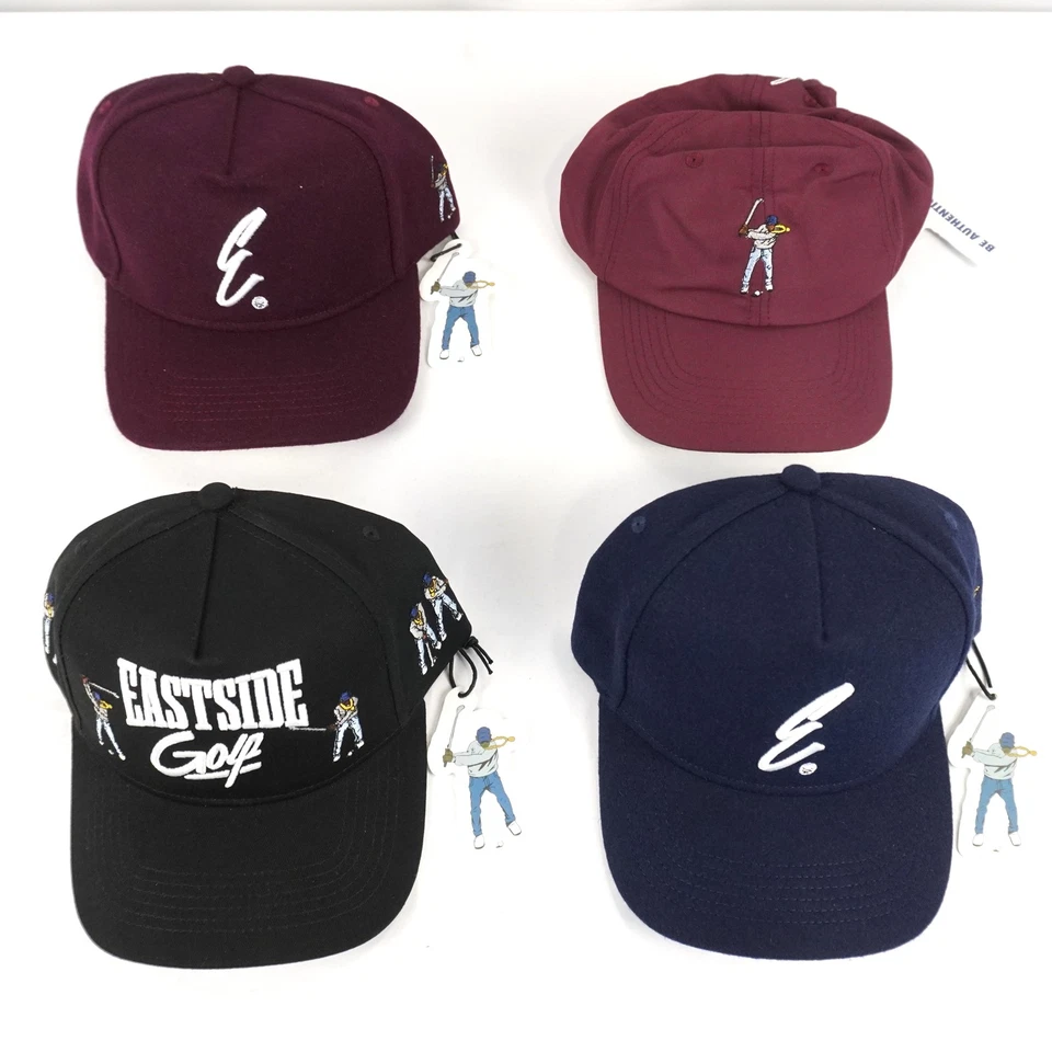 Eastside Golf Men's Hats/Baseball Caps In Black/Navy/Maroon - One Size Lot of 4