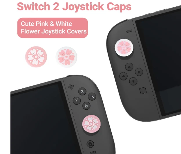 Переключатель 2 ручки для большого пальца, 4 шт. розовые крышки для джойстика Sakura, мягкий силикон для Joy-Con - Изображение 4 из 4