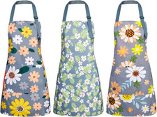 3 Pack Floral Aprons with Pocket, Blooming Womens Aprons