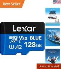 128GB Blue Micro SD Card UHS-I, 160MB/s Speed, Ideal for 4K UHD Recording