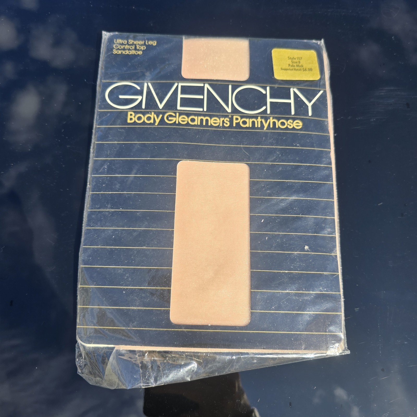 Vtg 80s Givenchy Pantyhose Sz B Body Gleamers Hosiery Pale Mink Ultra Sheer 1986