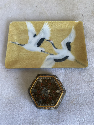 Vintage emaillierte Schmuckschale und Kanne