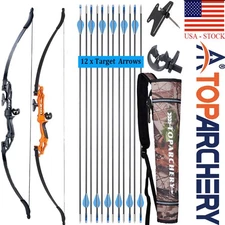 Archery 20-55lb 54" Recurve Bow / Arrows / Bag for Adult Beginner Hunting Target