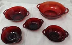 Anchor Hocking Royal Ruby Red Glass Berry Bowls Set Of 5 1930s Art Deco...