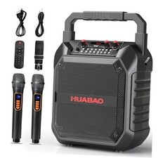 Karaoke Machine with 2 Wireless Microphones, Portable Bluetooth Speaker 2 Mics