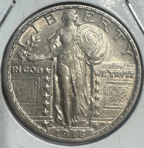 1918-S Standing Liberty Quarter In Extra Fine Condition