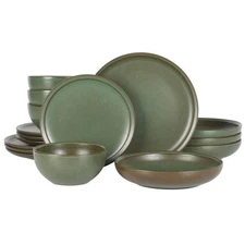 Beckett Stoneware Matte Reactive Glaze 16 Piece (Service for 4) Plates and Bo...