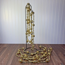 Lot of 2 Shiny Gold Plastic Bead Christmas Tree Garland Strand 12 Feet Each