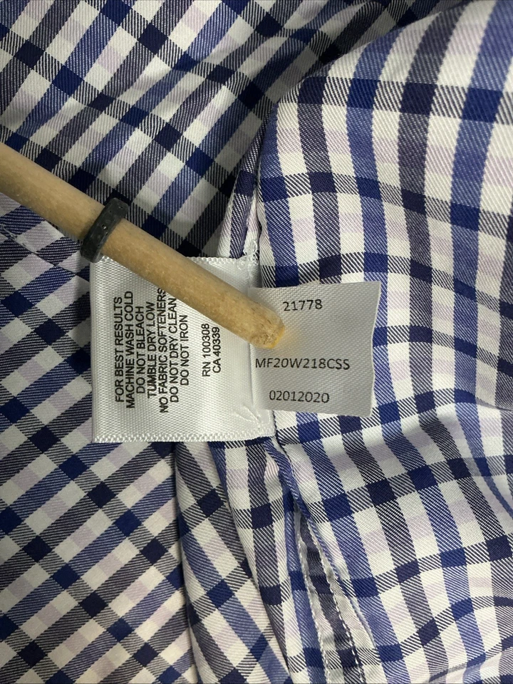 Peter Millar Short Sleeve Check Button Up Shirt Navy White Purple Men's XXL - Image 4 of 4