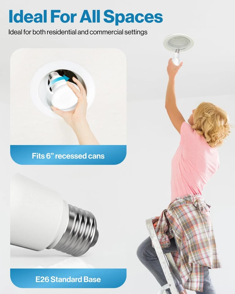 Sunco 10 Pack BR40 LED Light Bulbs, Indoor Flood Lights, Recessed Can Light B... - Image 4 of 4