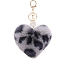 's Heart Faux Fur Pom Pom Key Chains Bag Accessory Puffball Keyring Backpack ...