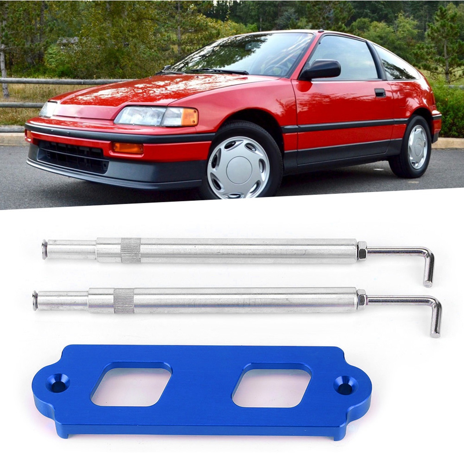 ⁺Blue Battery Tie Down Kit Hold Down Rod Bracket With Hooks For / CRX.