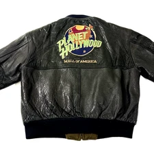 Vintage Planet Hollywood Mall of America Men’s M Leather Bomber Jacket 1990s