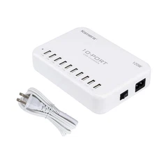 USB Charging Station 120W 24A 10-Port International Charger Hub for Multiple ...