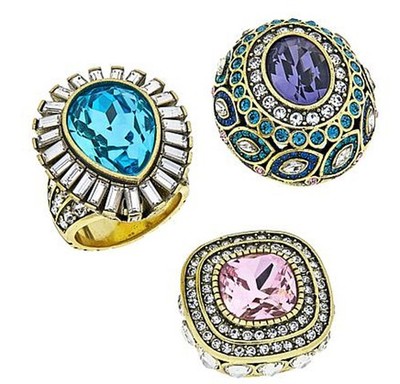 Heidi Daus ENCHANTE  Interchangeable 4-Pc RING Set Pink/Blue/Purple Colors 8