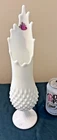 VTG Fenton 13.5" Milk Glass Swung Vase Hobnail Footed Pedestal Great Condition