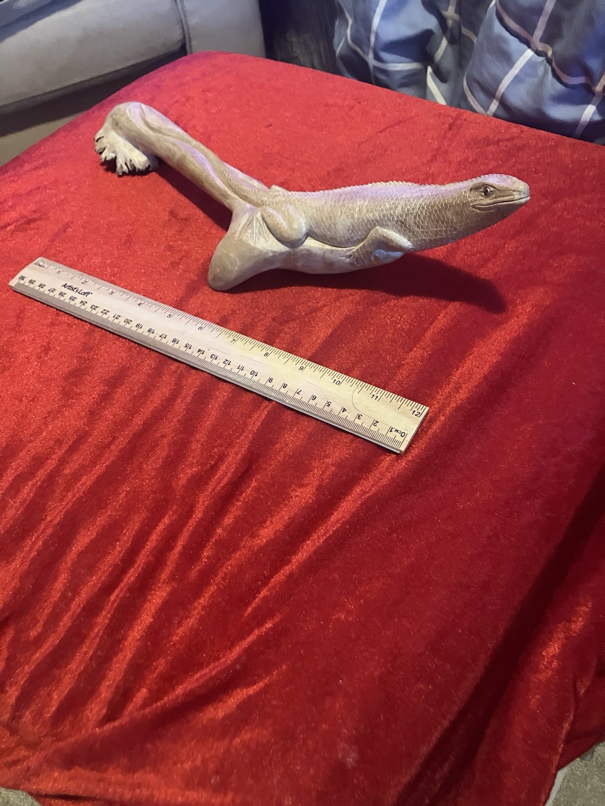 Hand Carved Wooden Lizard Statue Sculpture Art Decor Driftwood 9”