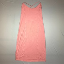 Victoria  s Secret Slip Dress Women XL Pink Strappy Back Lace Up Modal Blend Maxi