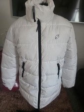 Superdry  LONGLINE WHITE SPORTS WATER REPP PUFFER COAT UK  12