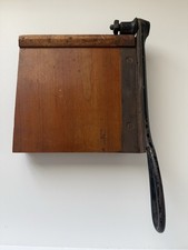 Antique Milton Bradley "The Diamond" Paper Cutter Guillotine Wood Cast Iron