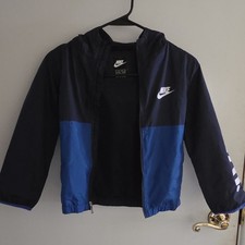 Nike Boys Hooded Full Zip Windbreaker Jacket Colorblock Blue/Black M