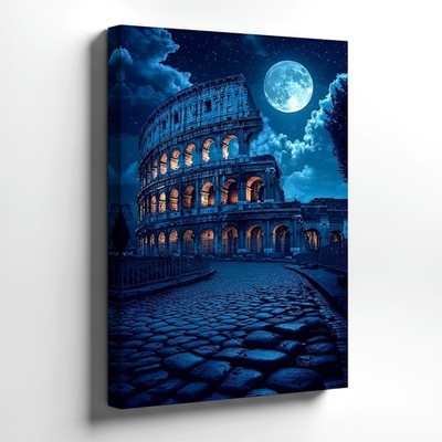 Wall Art Ancient Roman Colosseum Moonlit Night Cityscape Canvas Print Decor