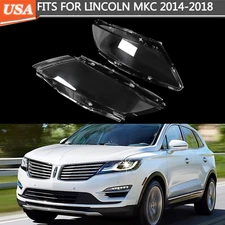 2pcs Front Headlight HeadLamp Lens Cover Shell For 2014-2018 Lincoln MKC L+R