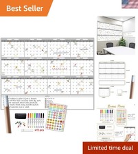 Versatile 48"x60" Yearly Wall Calendar with Dry Erase Markers Note Section