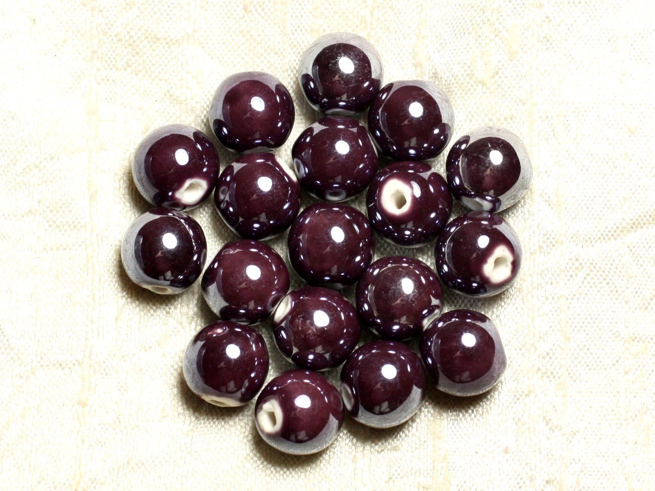 Perles en Céramique Porcelaine Violet 12mm pour Atelier Créatif et Bijoux