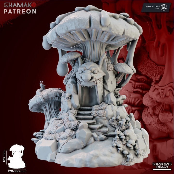 The Mad Mushroom Shrine sculpture féerique peinte à la main édition bois