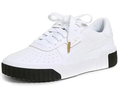 PUMA Cali Court White Leather Sneaker with Black Rubber Sole $125 - Women s 10