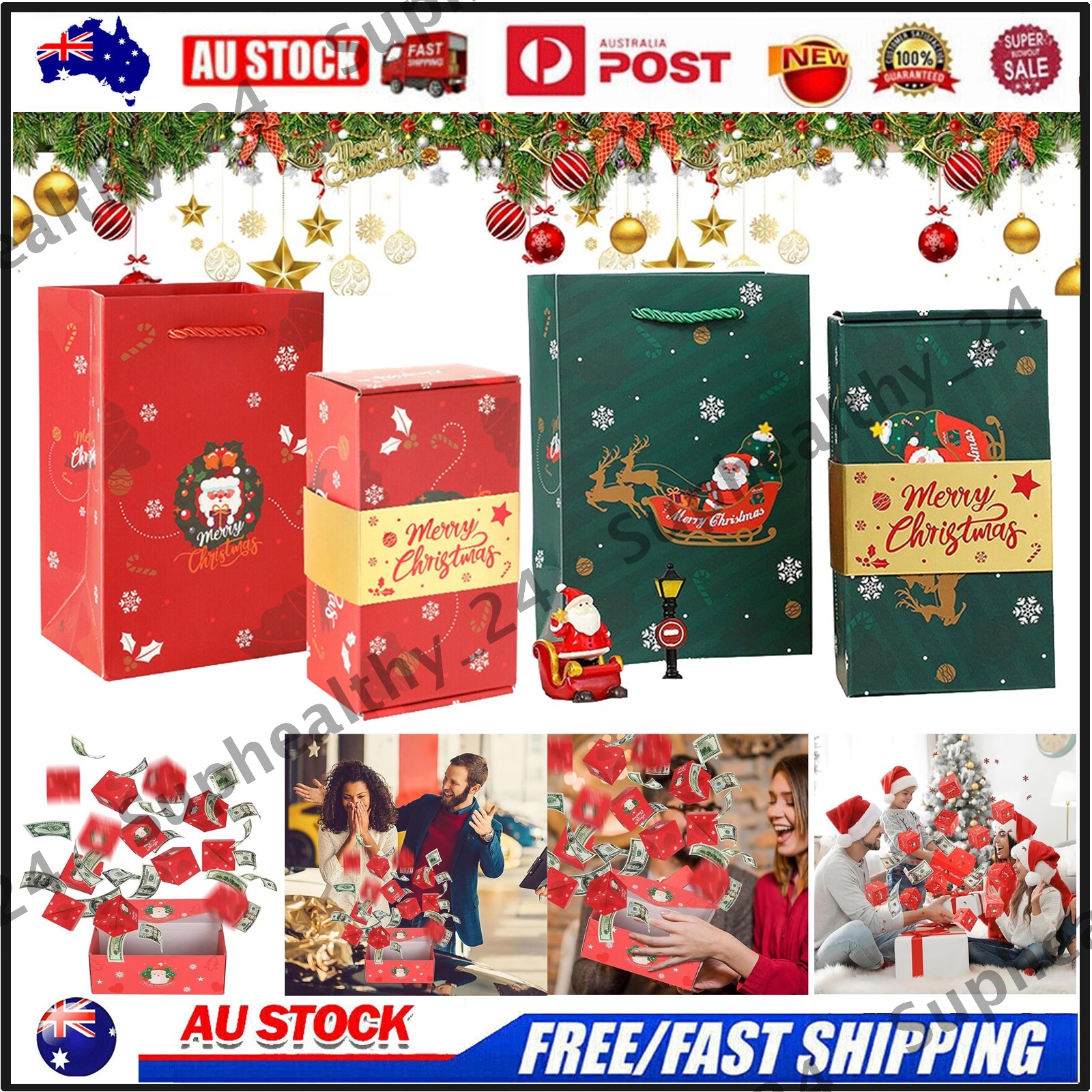 Merry Christmas Surprise Gift Explosion Boxes Money Bounce Jumping Pop-Up Box AU