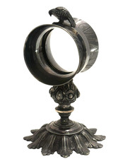 Large Victorian Antique Silver Plate Bird on Log Napkin Ring Meriden B. Company