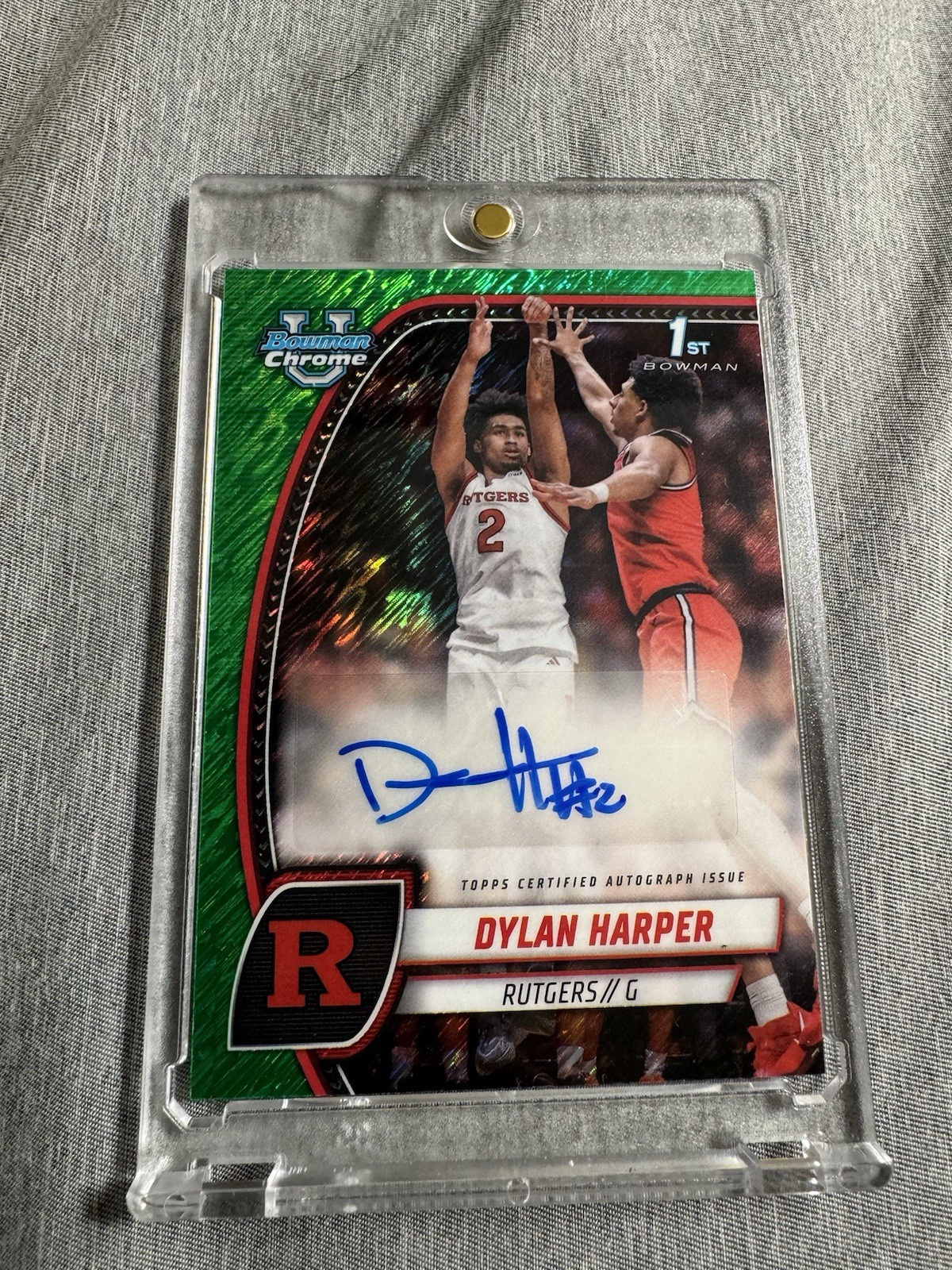 Dylan Harper Rookie 2024-25 Bowman Chrome U 1st AUTO Green Shimmer RC 22 RUTGERS