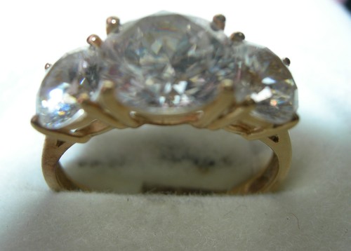 2.5 Ct Princess 14K Yellow Gold 3-Stone CZ Diamond Engagement Wedding Ring 6.75 - Afbeelding 11 van 18
