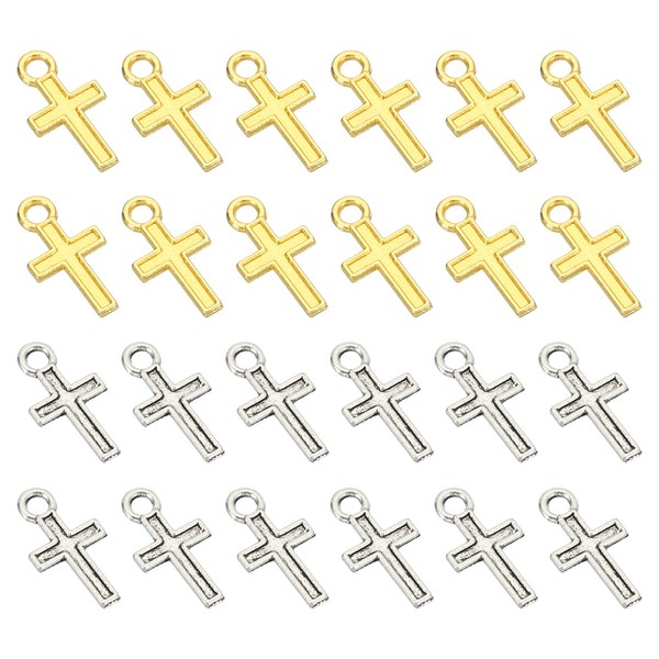 KreuzanhäNger, 200Stk KreuzanhäNger Aus Legierung FüR Basteln Diy, Silber/Gold-image