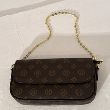 Designer Luxury Women'Ss Bags Shoulder Purse Handbag-Brown Gold Accents-Vtg Styl 2