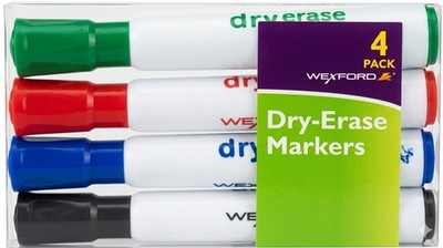 Wexford Dry Erase Non-Toxic Low Odor Chisel Tip Markers 4 Pack Lot Of 4