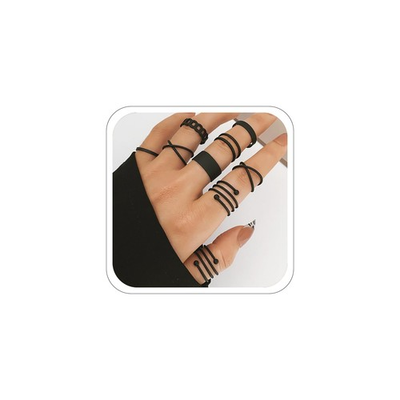 #ad #ad Black Rings for Women Vintage Stackable Knuckle 8 E black 9pcs $10.13
