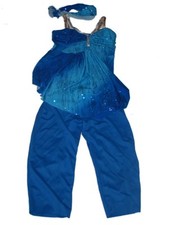 Girl Curtain Call Costume Blue Glitter Gala Dance Jazz Swing Top Pants Child L