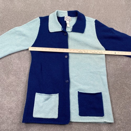 Stitches In Time Colorblock Lambswool Cardigan Sweaters Women's Size L Blue - Picture 7 of 11