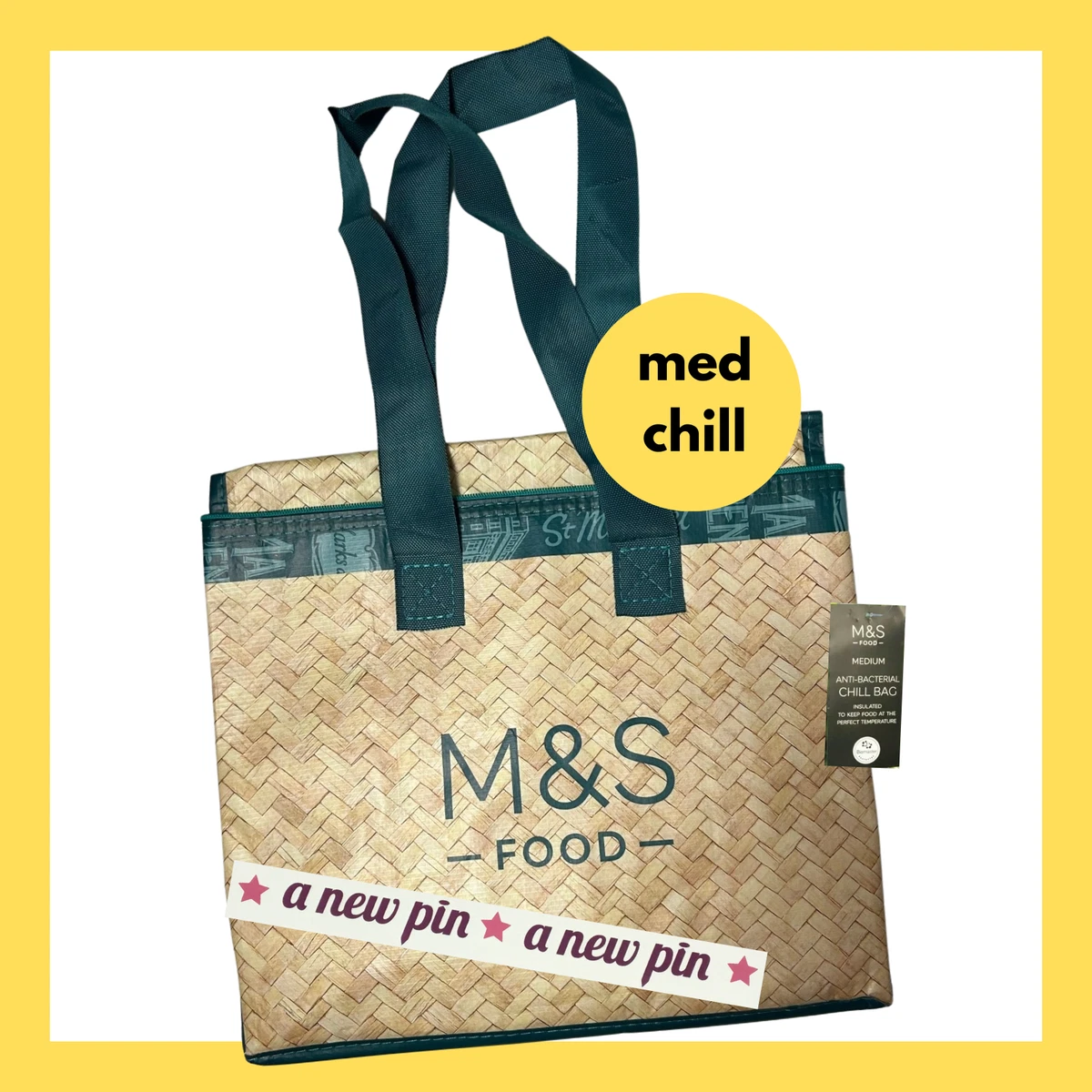 M S Shopping Bags Medium AntiBac Insulated Food Chill Cool Tote Shopper x2 Marks