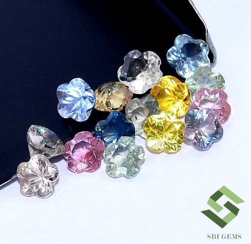 Natural Multi Sapphire Fancy Flower Cut 4x4 mm Lot 15 Pcs 4.80 CTS Loose Gems - Picture 4 of 6