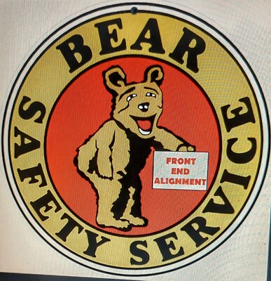 Bear Front End Alignment sign .. Gas Oil Gasoline Garage | eBay