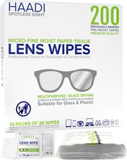Glasses Cleaner Lens Wipes for Eyeglasses 200 Individually Wrapped Multipurpose 