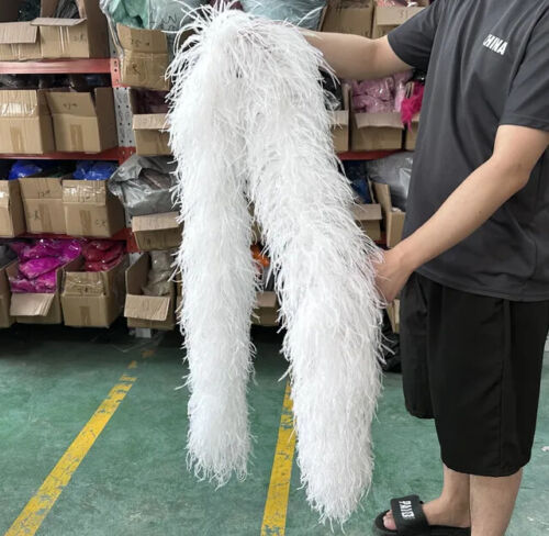4 6 8 10 PLY Ostrich Feather Boa Shawl Fluffy Feathers Scarf Plume Hottest Cozy - Picture 14 of 37