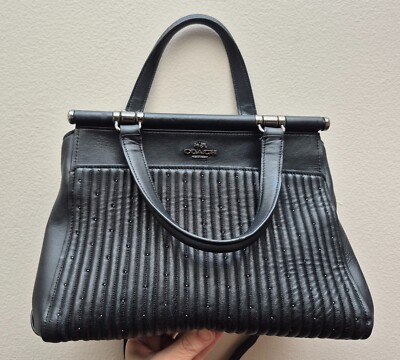 COACH #26833 Grace Bag With Quilting And Rivets Black Leather